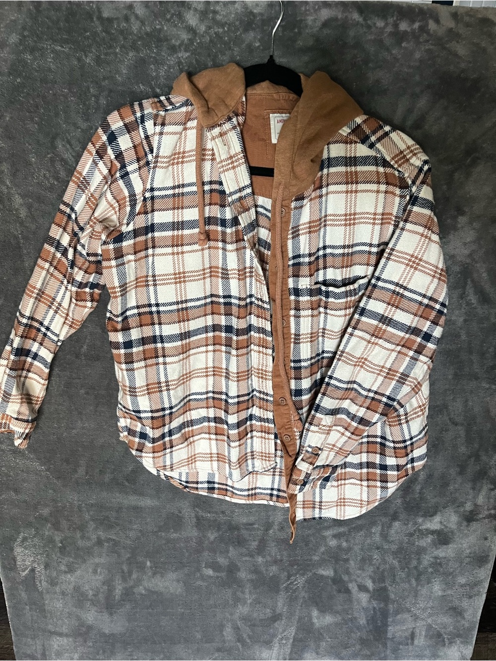 Aeropostale Brown Plaid Hooded Jacket - Cozy Layered Style